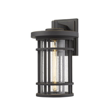 Z-Lite Jordan 1 Light Outdoor Wall Sconce, Oil Rubbed Bronze And Clear Seedy 570B-ORB